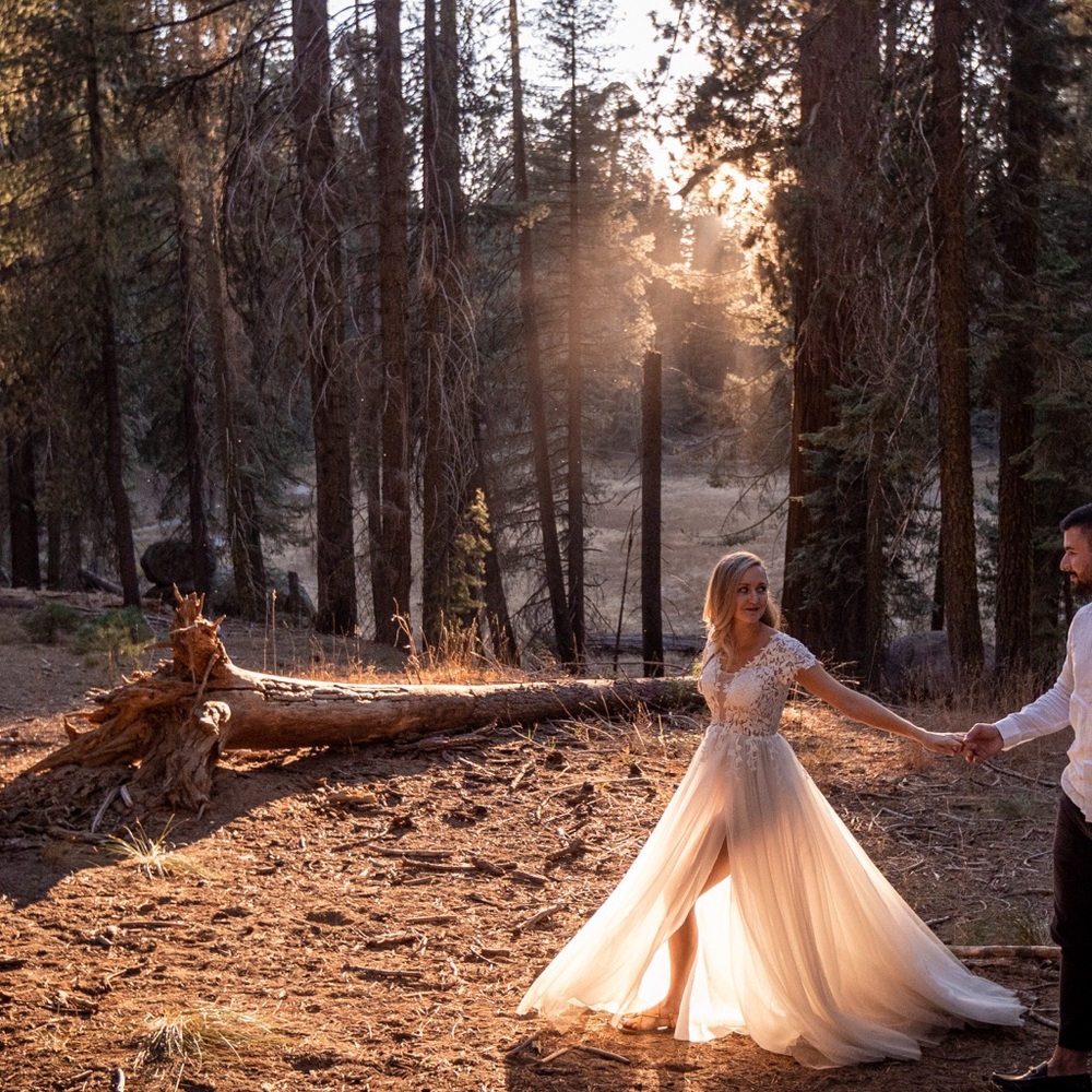 White Lace Tulle Wedding Elopement Bridal Gown